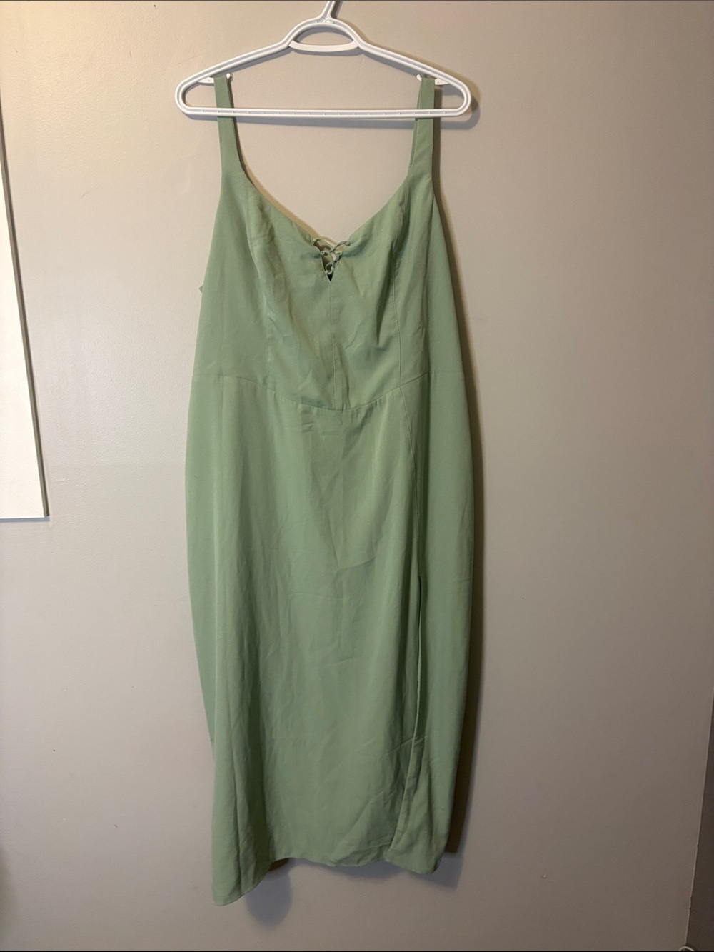 Abercrombie & Fitch Sage green dress with slit and adjustable straps